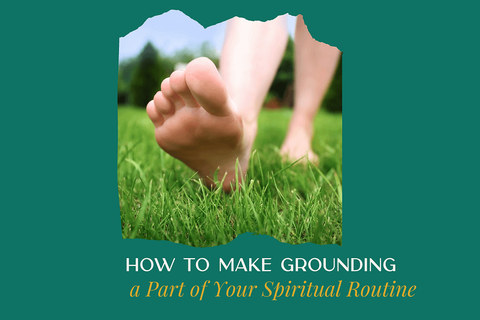 woman waling barefoot on grass practicing grounding or earthing