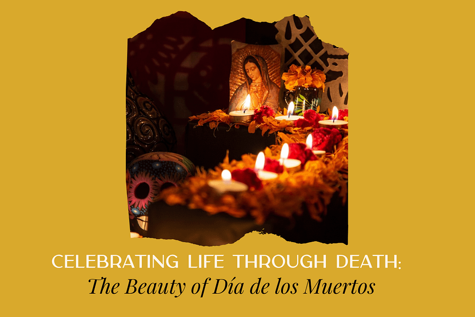 Dia de los Muertos Altar with image of Our Lady of Guadalupe.